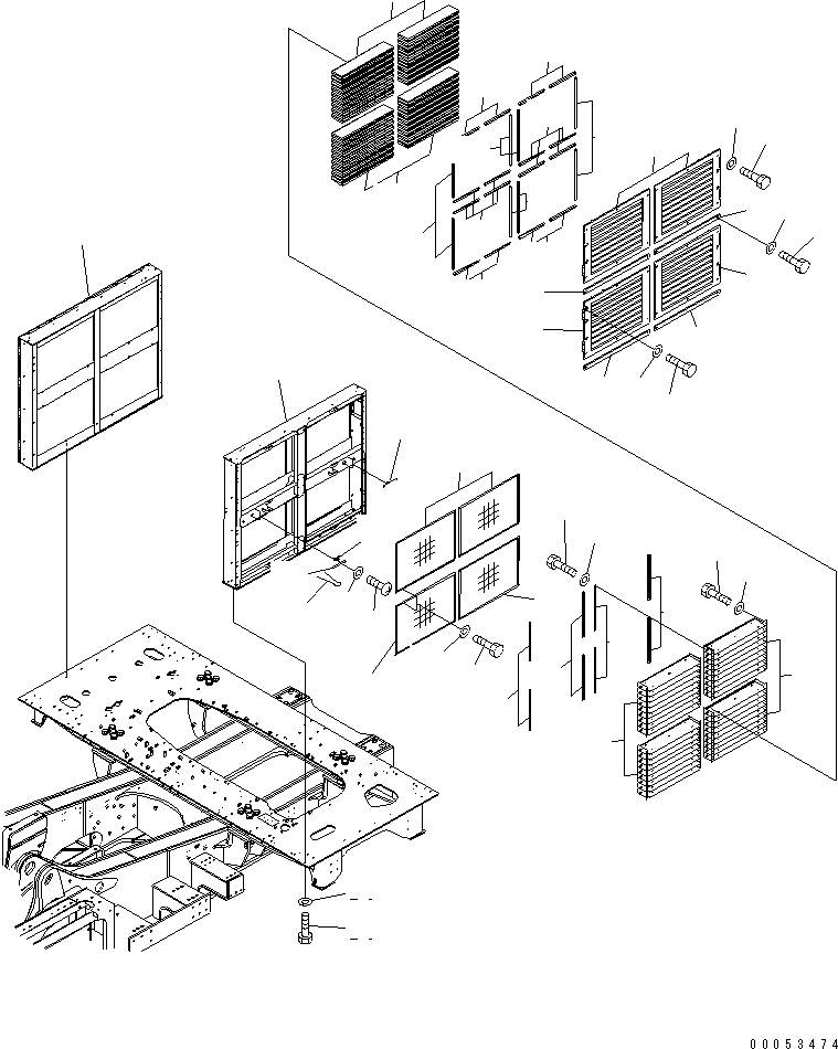 Схема запчастей Komatsu PC2000-8 - КАПОТ (ВОЗДУХОВОДЫ ЛЕВ. И ПРАВ.)(№-) ЧАСТИ КОРПУСА