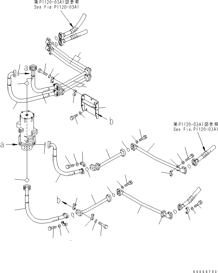 Схема запчастей Komatsu PC2000-8 - ГИДРОЛИНИЯ ХОДА(/) (СПЕЦ-Я -40С)(№-) НИЖНЯЯ ГИДРОЛИНИЯ И ЛИНИЯ ХОДА