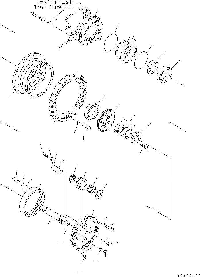 Схема запчастей Komatsu PC2000-8 - КОНЕЧНАЯ ПЕРЕДАЧА (КОРПУС¤ ЗВЕЗДОЧКА И 2. НЕСУЩИЙ ЭЛЕМЕНТ) (ЛЕВ.) (СПЕЦ-Я -40С)(№-) НИЖНЯЯ ГИДРОЛИНИЯ И ЛИНИЯ ХОДА