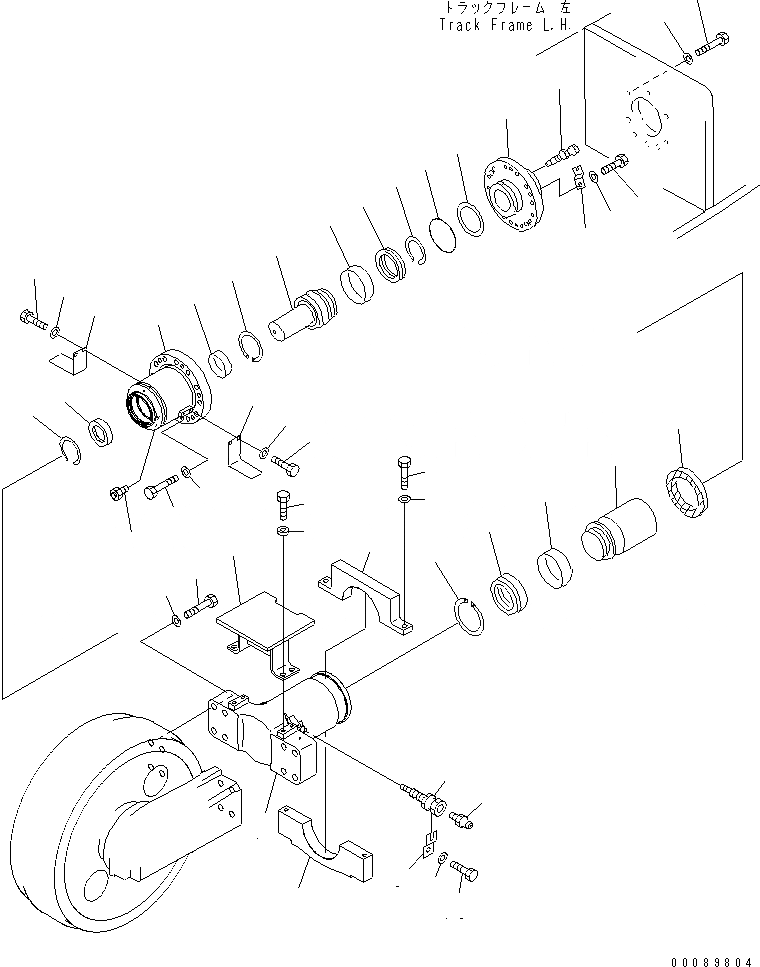 Схема запчастей Komatsu PC2000-8 - ОПОРНЫЙ ЭЛЕМЕНТ ЛЕНИВЦА (ЛЕВ.) (СПЕЦ-Я -40С)(№-) ХОДОВАЯ