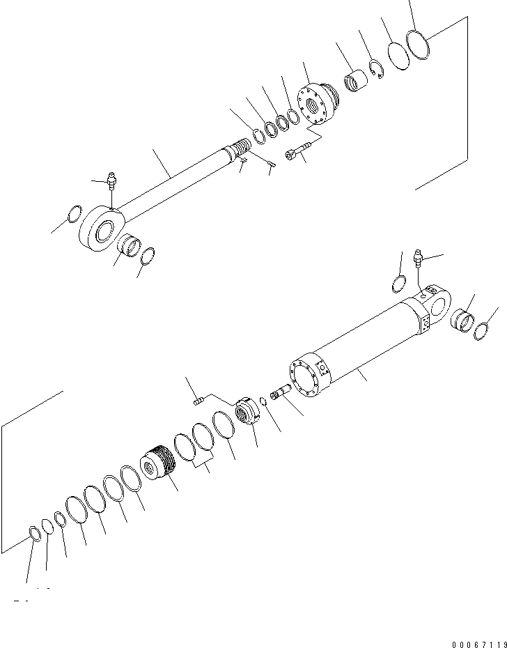 Схема запчастей Komatsu PC2000-8 - НИЖН. ГИДРОЦИЛИНДР КОВША (ДЛЯ ПОГРУЗ.)(№-) ОСНОВН. КОМПОНЕНТЫ И РЕМКОМПЛЕКТЫ