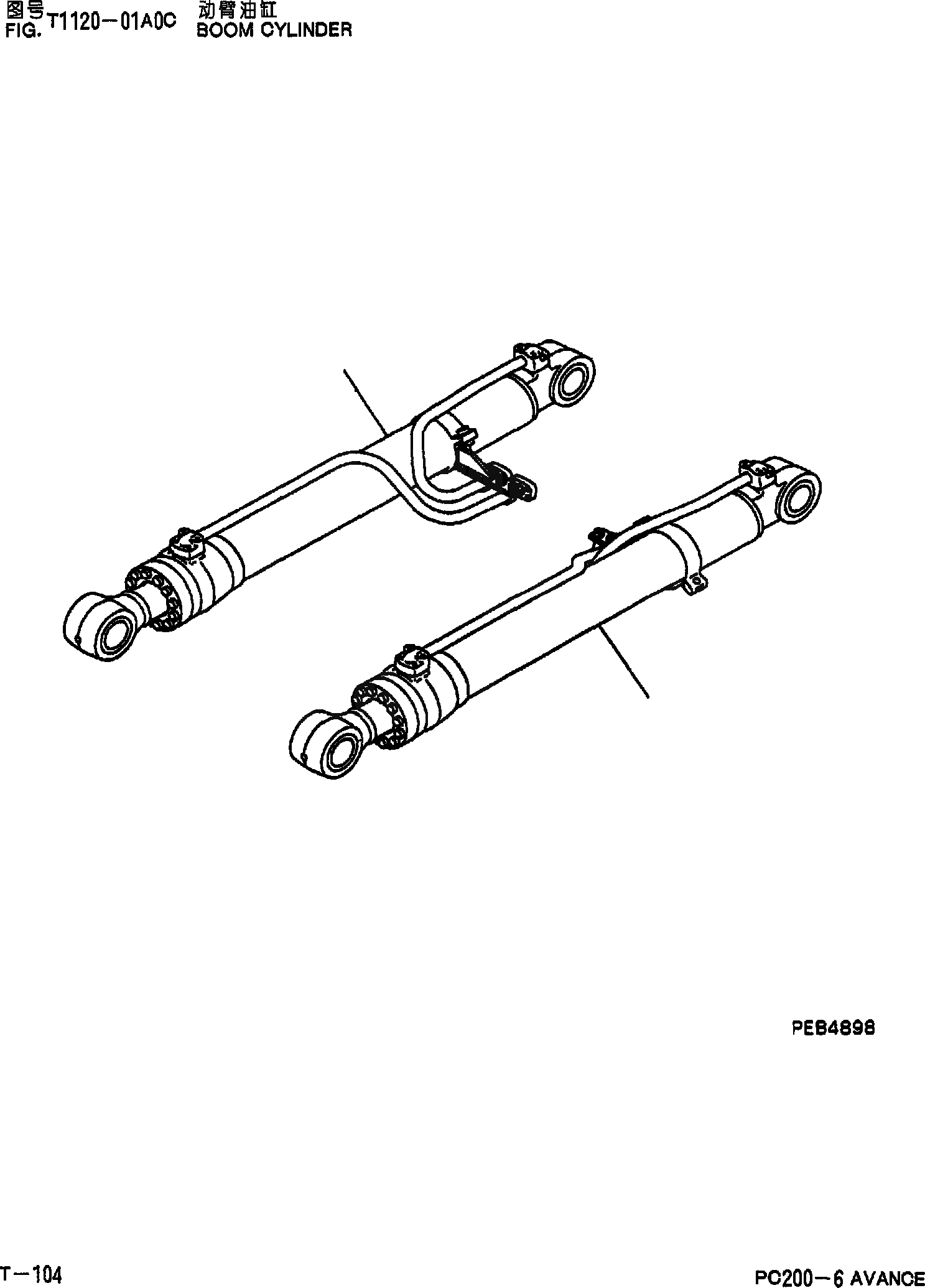 Схема запчастей Komatsu PC200-6 - ЦИЛИНДР СТРЕЛЫ T [РАБОЧЕЕ ОБОРУДОВАНИЕ]