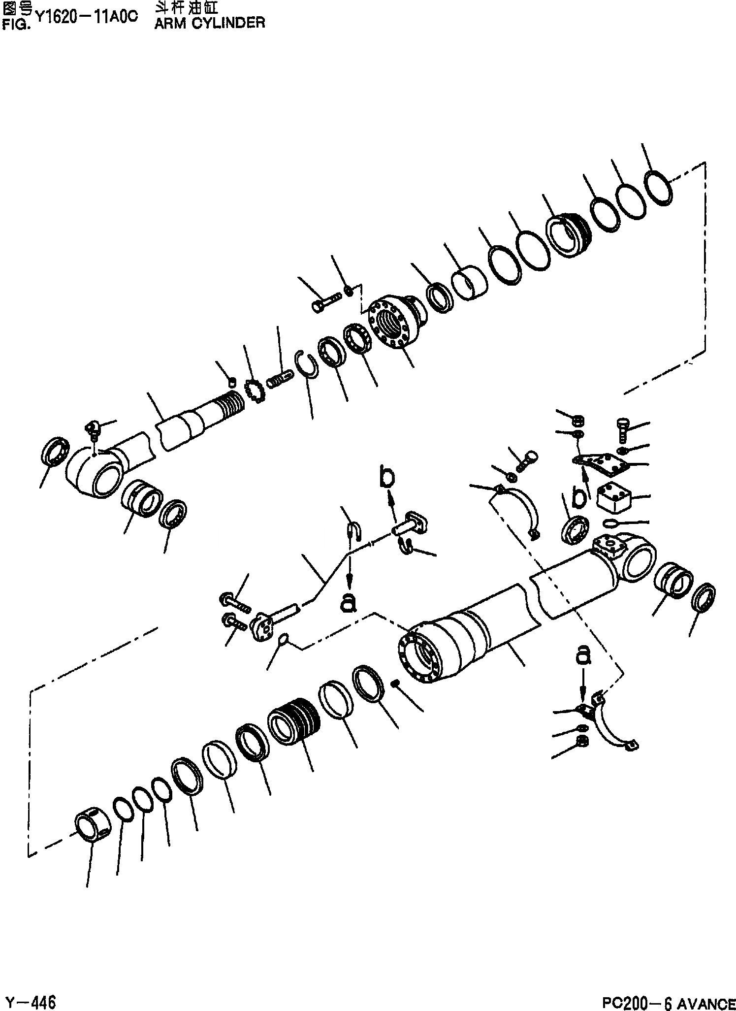 Схема запчастей Komatsu PC200-6 - ЦИЛИНДР РУКОЯТИ Y [SERVICE KOT]