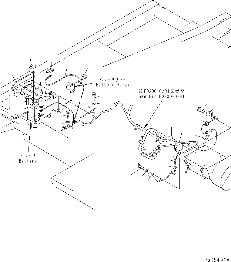 Схема запчастей Komatsu PC200CA-6 - ЭЛЕКТРОПРОВОДКА (АККУМУЛЯТОРН. ОТСЕК)(№C8-) ЭЛЕКТРИКА