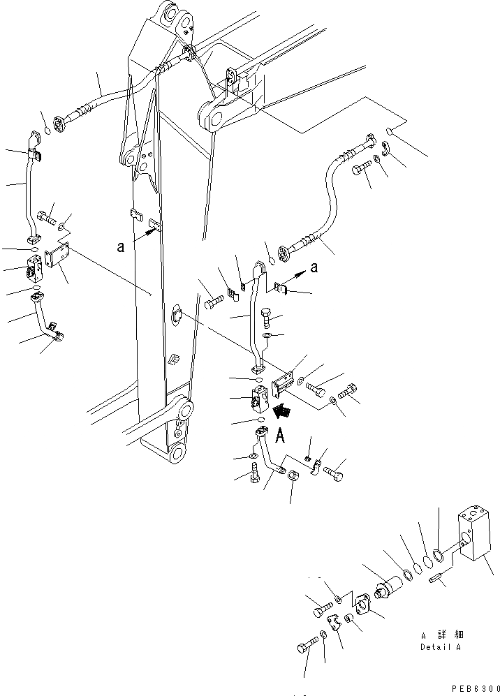 Схема запчастей Komatsu PC200CA-6 - РУКОЯТЬ (.9M) (ДОПОЛН. ГИДРОЛИНИЯ)(№C8-) РАБОЧЕЕ ОБОРУДОВАНИЕ