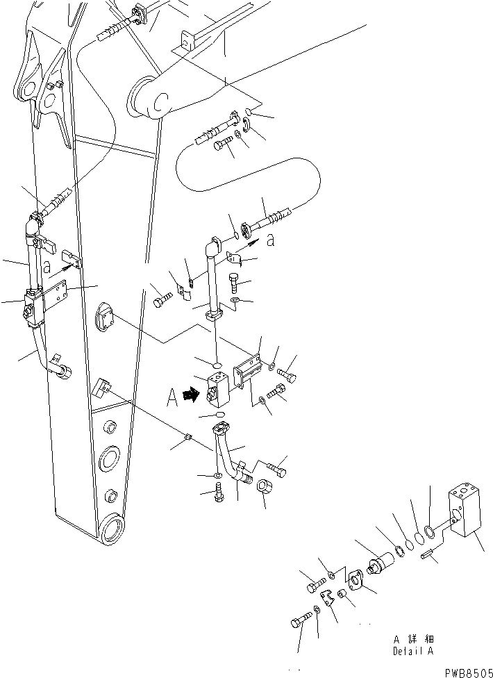 Схема запчастей Komatsu PC200CA-6 - РУКОЯТЬ (.M) (ДОПОЛН. ГИДРОЛИНИЯ)(№C8-) РАБОЧЕЕ ОБОРУДОВАНИЕ