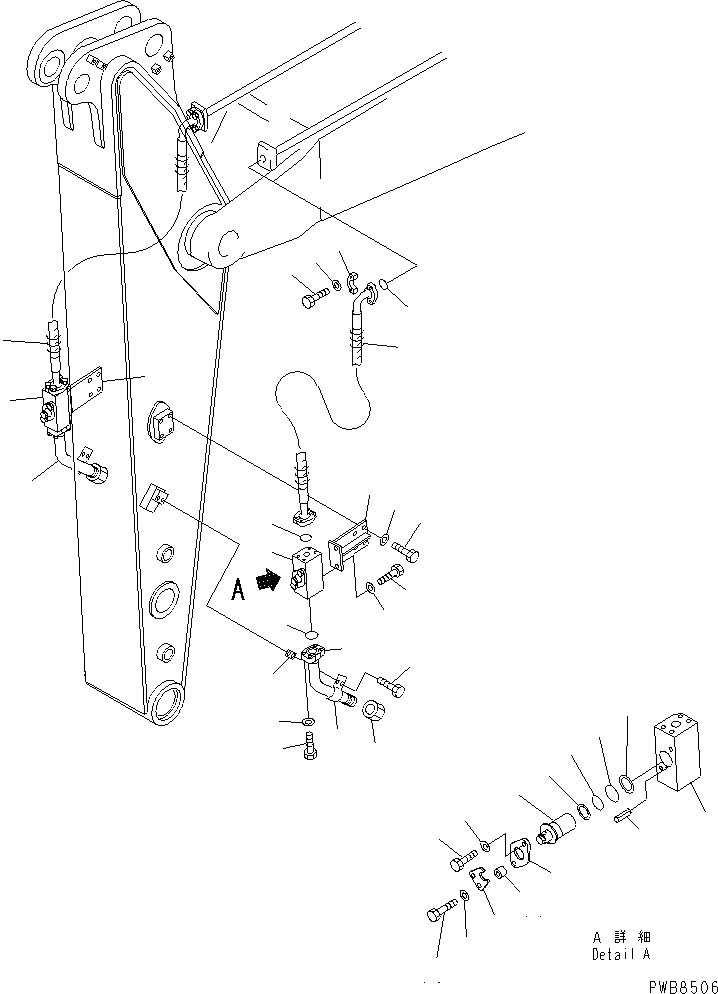 Схема запчастей Komatsu PC200CA-6 - РУКОЯТЬ (.8M) (ДОПОЛН. ГИДРОЛИНИЯ)(№C8-) РАБОЧЕЕ ОБОРУДОВАНИЕ