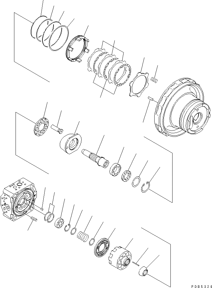 Схема запчастей Komatsu PC200CA-6 - МОТОР ХОДА (/) (СКОРОСТЬ ДВИЖЕНИЯ 1)(№C8-) ОСНОВН. КОМПОНЕНТЫ И РЕМКОМПЛЕКТЫ