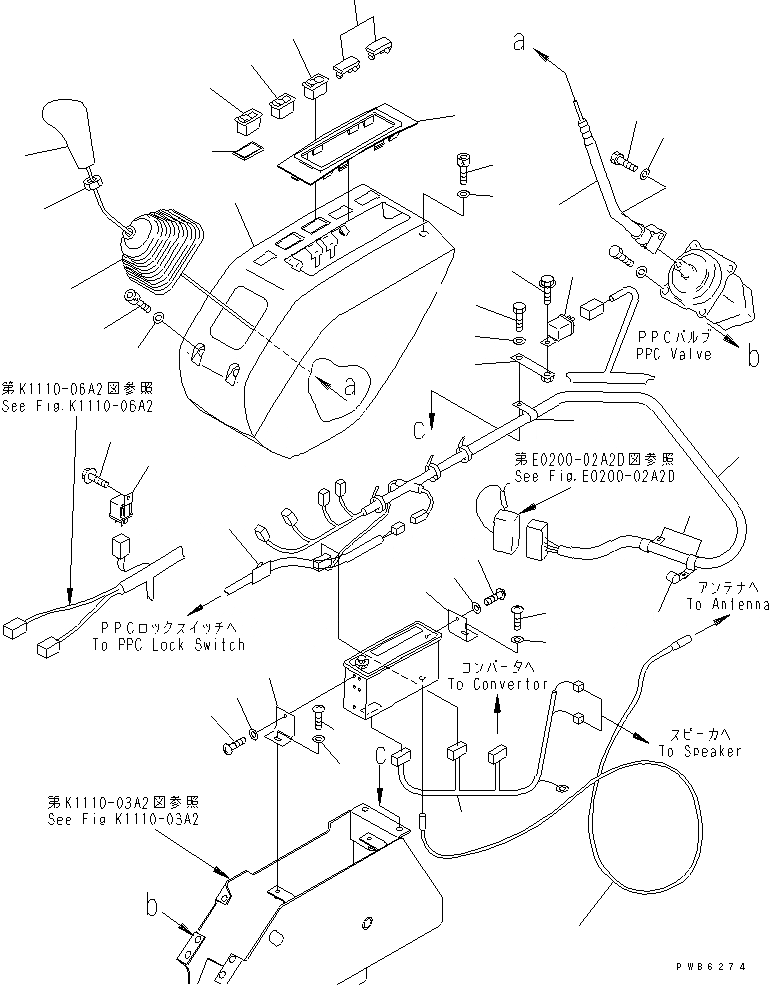 Схема запчастей Komatsu PC200CA-6 - ЛЕВ. СТОЙКА (РЫЧАГ¤ КРЫШКАAND Э/ПРОВОДКА)(№C-) КАБИНА ОПЕРАТОРА И СИСТЕМА УПРАВЛЕНИЯ