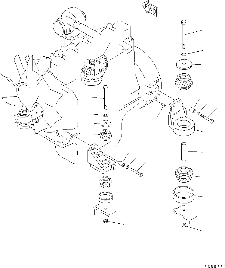 Схема запчастей Komatsu PC200EL-6K - КРЕПЛЕНИЕ ДВИГАТЕЛЯ КОМПОНЕНТЫ ДВИГАТЕЛЯ