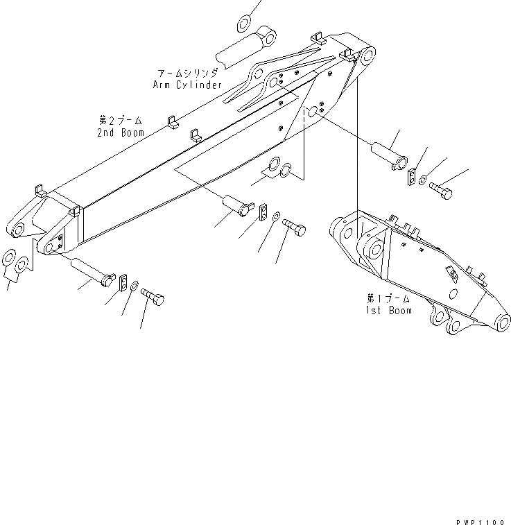 Схема запчастей Komatsu PC200EL-6K - ВТОР. СТРЕЛА (ПАЛЕЦ) (ДЛЯ 2-СЕКЦИОНН. СТРЕЛЫ) РАБОЧЕЕ ОБОРУДОВАНИЕ
