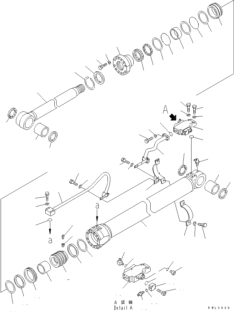 Схема запчастей Komatsu PC200EN-6K - ЦИЛИНДР СТРЕЛЫ(ЛЕВ.) (С КЛАПАН БЕЗОПАСНОСТИ) (ДЛЯ 2-СЕКЦИОНН. СТРЕЛЫ)(№K-K999) ОСНОВН. КОМПОНЕНТЫ И РЕМКОМПЛЕКТЫ