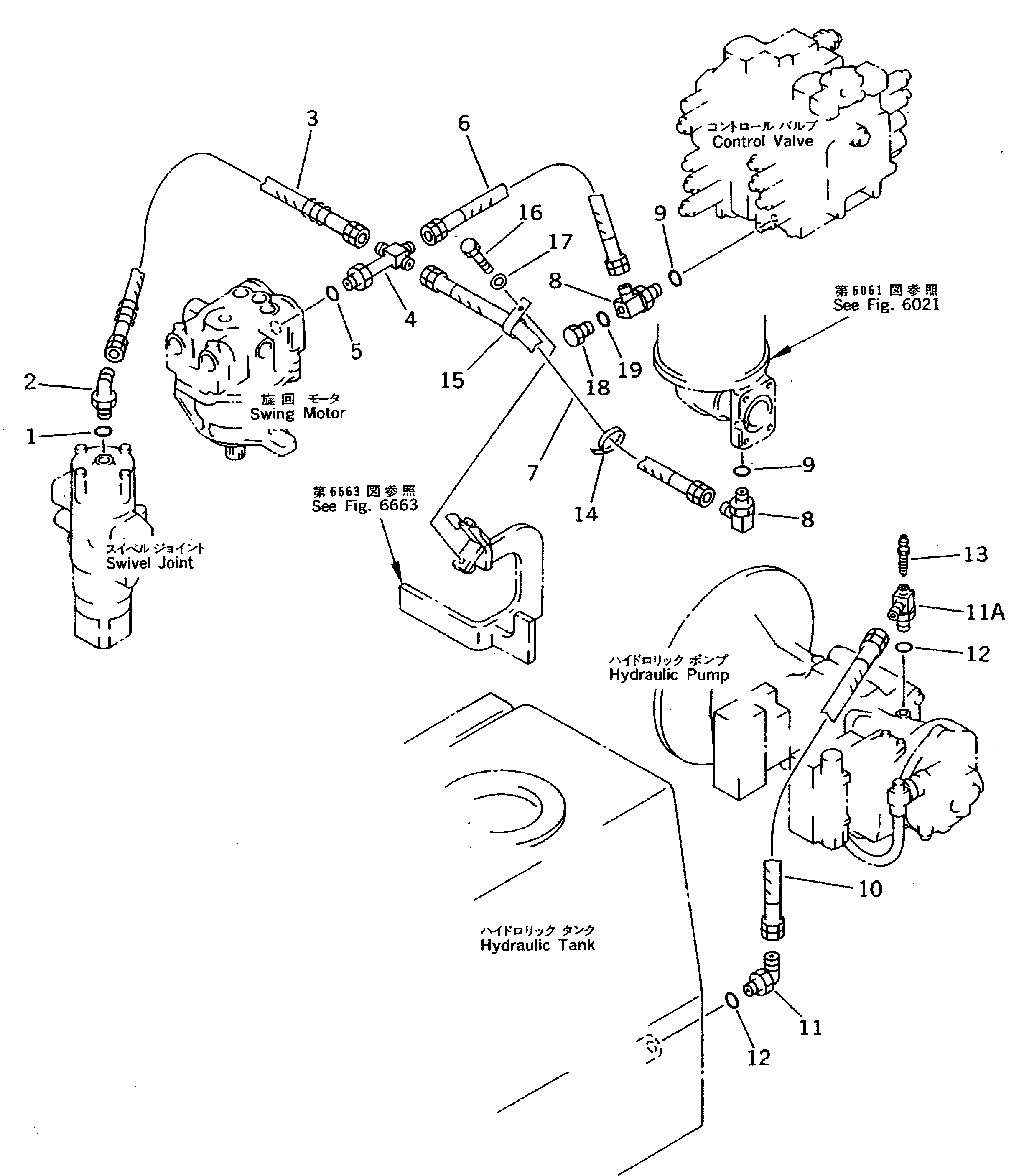 Схема запчастей Komatsu PC200LC-5C - ДРЕНАЖН. ТРУБЫ(№89-) УПРАВЛ-Е РАБОЧИМ ОБОРУДОВАНИЕМ