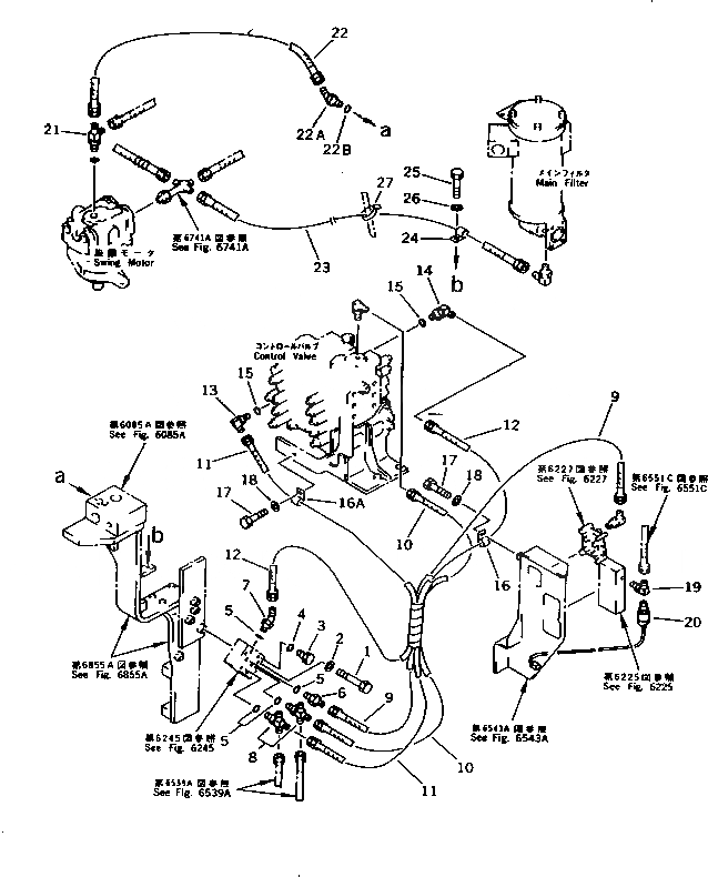 Схема запчастей Komatsu PC200LC-5T - ГЛАВН. ТРУБЫ (РАСПРЕДЕЛИТ. КЛАПАН TO/FROM УПРАВЛЯЮЩ. КЛАПАН)        (DEMORITION НАВЕСН. ОБОРУД) УПРАВЛ-Е РАБОЧИМ ОБОРУДОВАНИЕМ