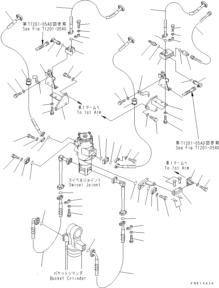 Схема запчастей Komatsu PC200LC-6 - ROTATION РУКОЯТЬ (.9M) (ТРУБЫ) РАБОЧЕЕ ОБОРУДОВАНИЕ