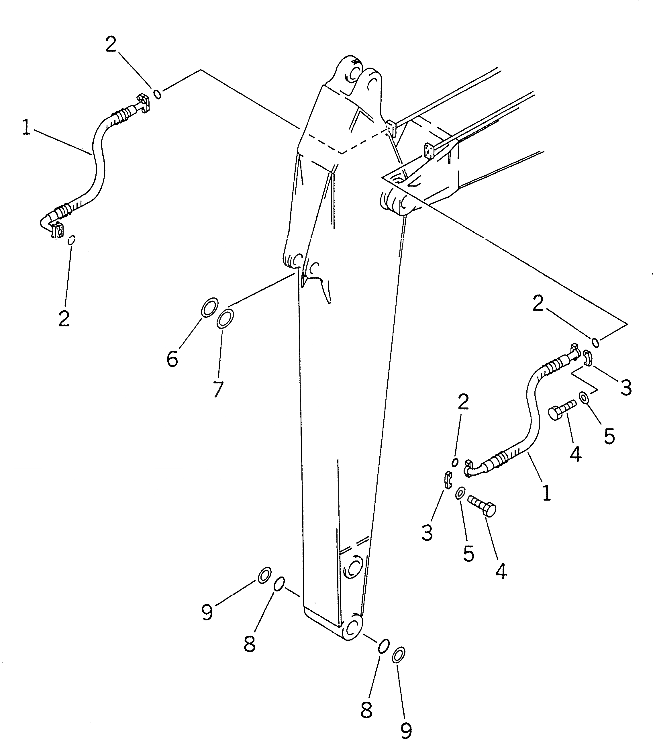 Схема запчастей Komatsu PC200LC-6 - РУКОЯТЬ (.9M) (ДЛЯ CS РУКОЯТЬR) (ШЛАНГИ И УПЛОТНЕНИЯ) РАБОЧЕЕ ОБОРУДОВАНИЕ