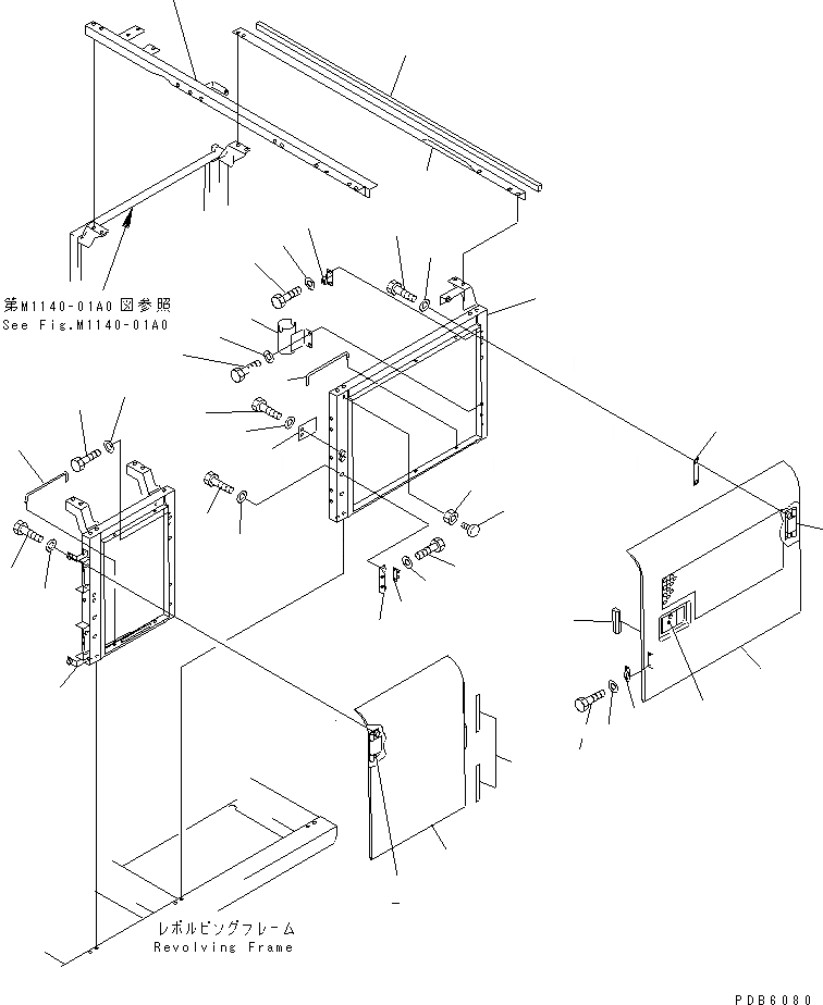 Схема запчастей Komatsu PC200LC-6H - ЛЕВ. ДВЕРЬ (ДВЕРЬ) (КАБИНА) (СПЕЦ-Я ДЛЯ БОЛЬШИХ ВЫСОТ.)(№88-9) ЧАСТИ КОРПУСА