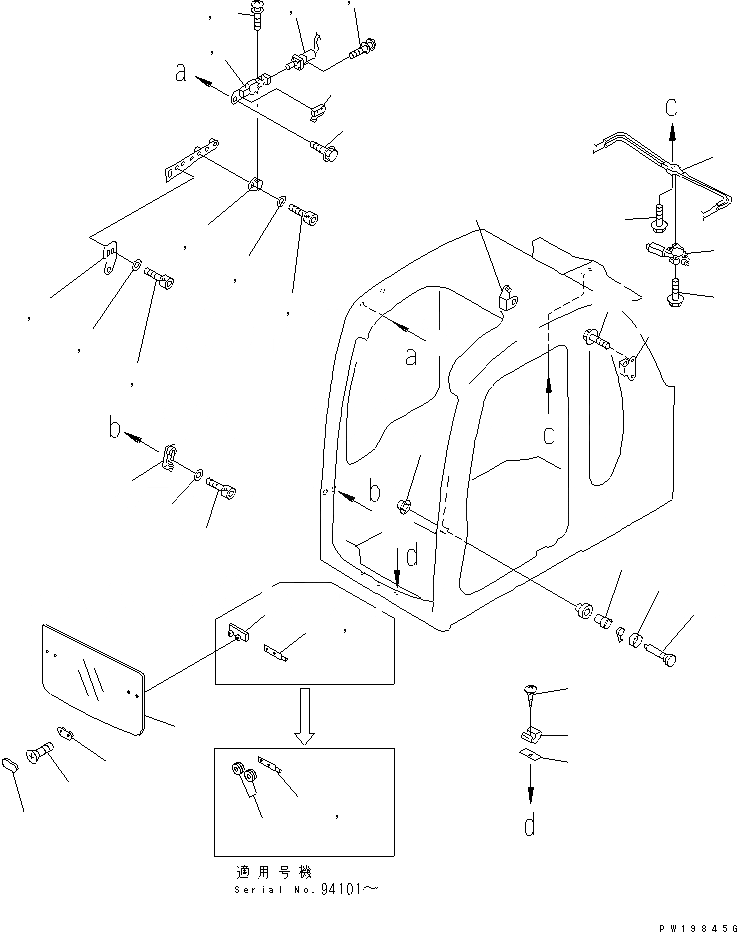 Схема запчастей Komatsu PC200LC-6H - КАБИНА (ДЛЯ POWER СДВИГ. ВВЕРХ ОКНА) (СДВИГ. ВВЕРХ ОКНА ЧАСТИ)(№8-9989) ОСНОВН. КОМПОНЕНТЫ И РЕМКОМПЛЕКТЫ