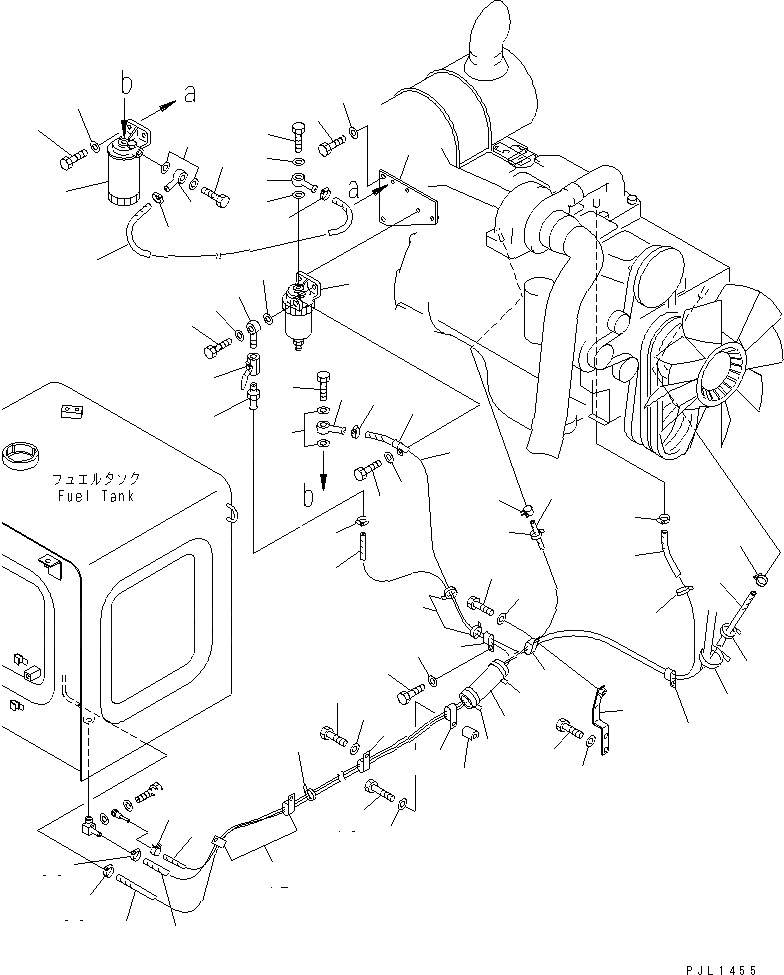 Схема запчастей Komatsu PC200LC-6Z - ТОПЛИВНАЯ ЛИНИЯ (С ТОПЛИВН. ПРЕФИЛЬТРОМ И ВОДООТДЕЛИТЕЛЕМ)(№9-) ТОПЛИВН. БАК. AND КОМПОНЕНТЫ