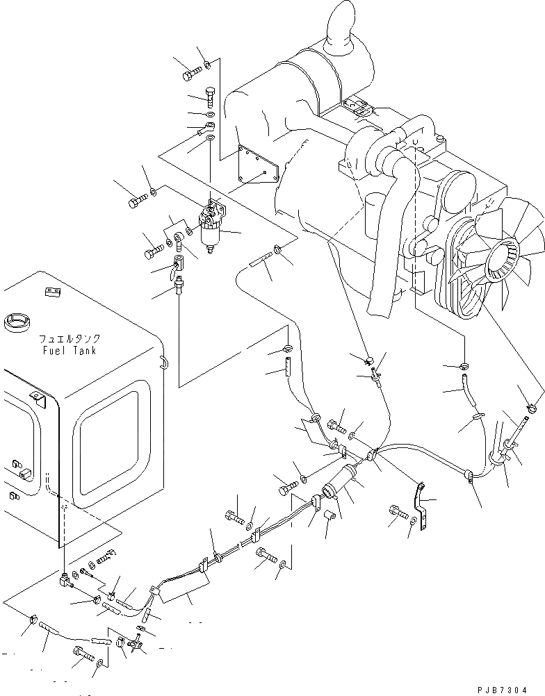 Схема запчастей Komatsu PC200LC-6Z - ТОПЛИВНАЯ ЛИНИЯ (С ВОДООТДЕЛИТЕЛЕМ) (МОРОЗОУСТОЙЧИВ. СПЕЦИФ-Я)(№9-) ТОПЛИВН. БАК. AND КОМПОНЕНТЫ