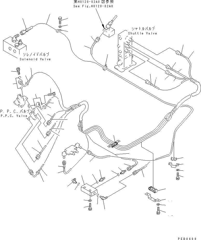 Схема запчастей Komatsu PC200LC-6Z - РАБОЧАЯ ЛИНИЯ PPC (ПАТРУБКИ ПРАВОЙ СТОЙКИ)(№89-899) КАБИНА ОПЕРАТОРА И СИСТЕМА УПРАВЛЕНИЯ