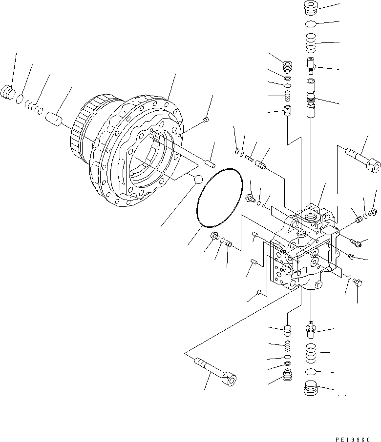 Схема запчастей Komatsu PC200LC-6J - МОТОР ХОДА (/)(№8-98) ОСНОВН. КОМПОНЕНТЫ И РЕМКОМПЛЕКТЫ