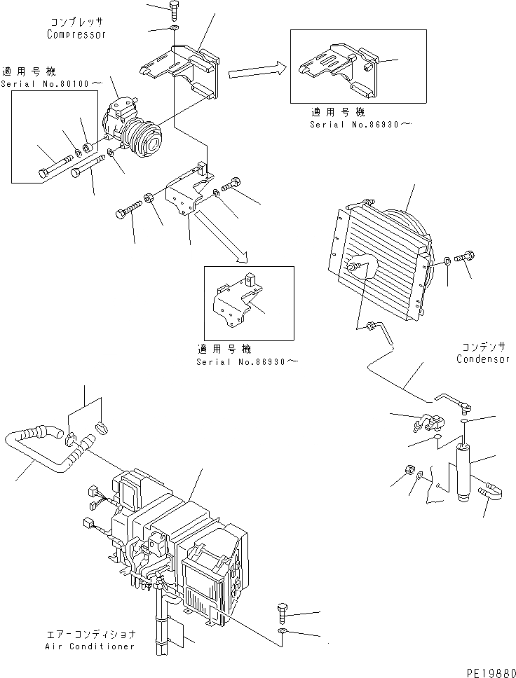 Схема запчастей Komatsu PC200LC-6S - КОНДИЦ. ВОЗДУХА (БЛОК)(№8-99) КАБИНА ОПЕРАТОРА И СИСТЕМА УПРАВЛЕНИЯ