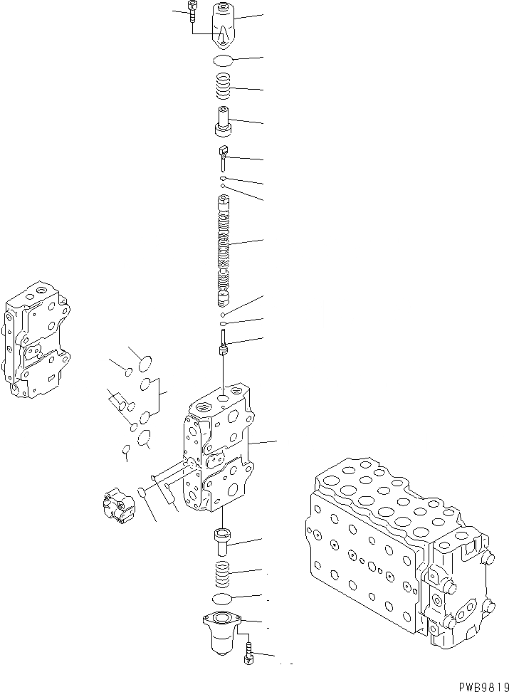Схема запчастей Komatsu PC200LC-6S - ОСНОВН. КЛАПАН (-АКТУАТОР) (/) (БЕЗ КЛАПАН БЕЗОПАСНОСТИ)(№9999-997) ОСНОВН. КОМПОНЕНТЫ И РЕМКОМПЛЕКТЫ