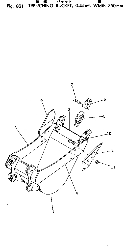 Схема запчастей Komatsu PC200LC-2 - TRENCHING КОВШ¤ .M¤ 7MM ОПЦИОННЫЕ КОМПОНЕНТЫ