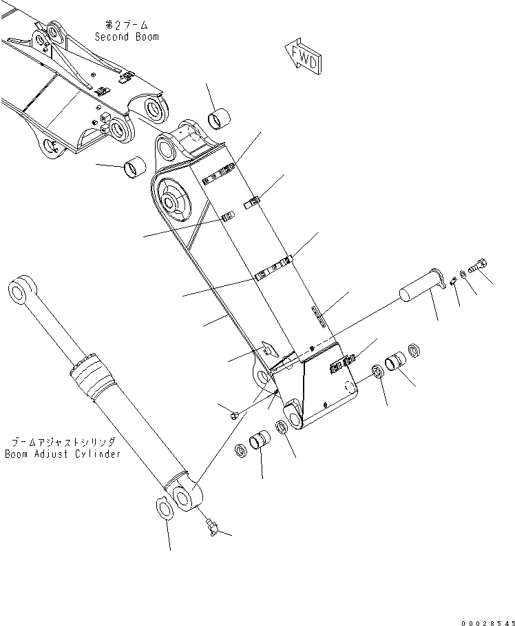 Схема запчастей Komatsu PC200LC-7 - 2-СЕКЦИОНН. СТРЕЛА (ПЕРВ. СТРЕЛА И ADJUST ПАЛЕЦ ЦИЛИНДРА)(№-) РАБОЧЕЕ ОБОРУДОВАНИЕ