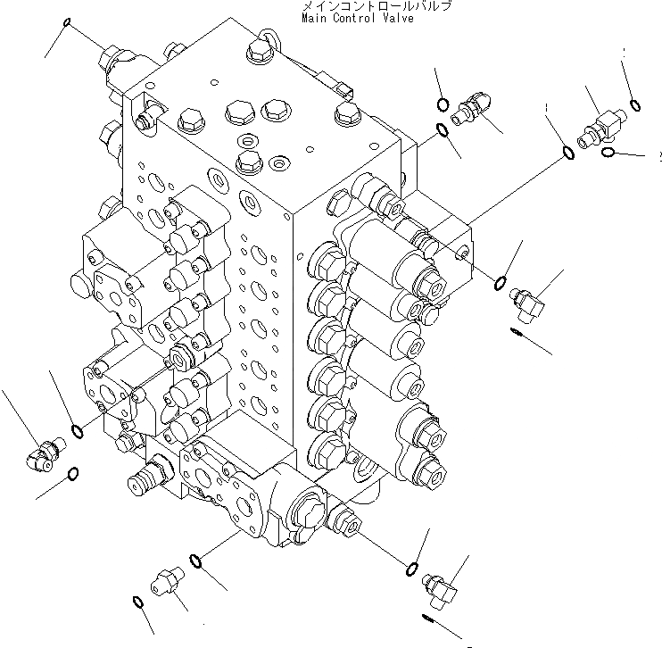 Схема запчастей Komatsu PC200LC-8 - ОСНОВН. УПРАВЛЯЮЩ. КЛАПАН (СОЕДИНИТЕЛЬН. ЧАСТИ) (/) ГИДРАВЛИКА