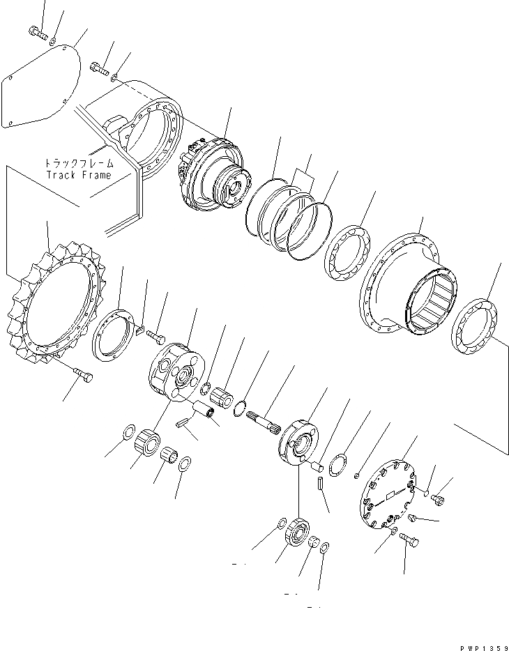 Схема запчастей Komatsu PC200LC-7-BP - КОНЕЧНАЯ ПЕРЕДАЧА(№-) НИЖНЯЯ ГИДРОЛИНИЯ И ЛИНИЯ ХОДА