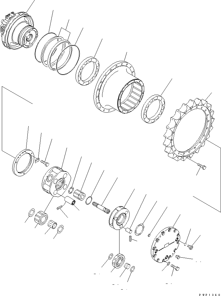 Схема запчастей Komatsu PC200LC-7-BP - КОНЕЧНАЯ ПЕРЕДАЧА (ПОСТАВЛЯЕТСЯ ОТДЕЛЬНО)(№-) ОСНОВН. КОМПОНЕНТЫ И РЕМКОМПЛЕКТЫ
