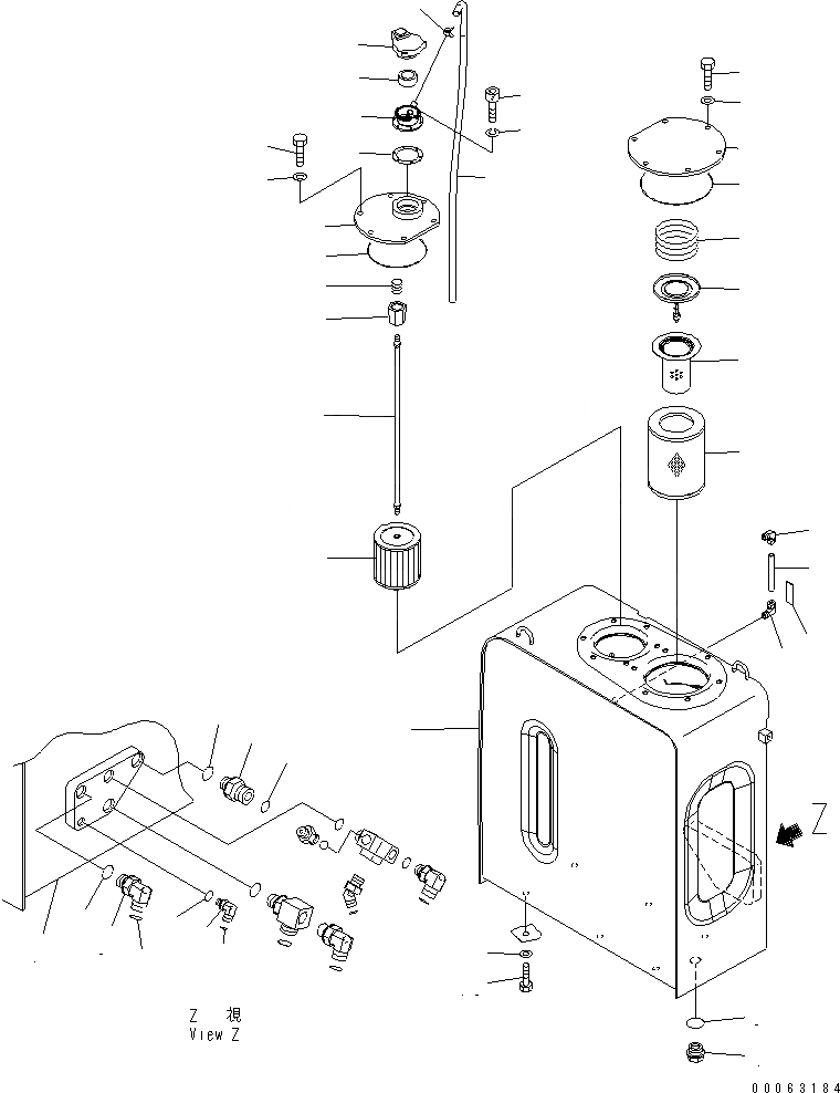 Схема запчастей Komatsu PC200LC-8 - ГИДРАВЛ МАСЛ. БАК (С РУКОЯТЬ CRANE)(№-) ГИДРАВЛИКА