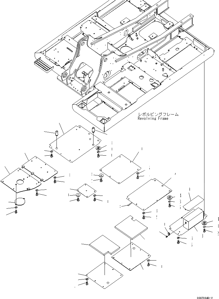 Схема запчастей Komatsu PC200LC-8 - НИЖН. КРЫШКА (ДЛЯ KAL)(№-) ЧАСТИ КОРПУСА