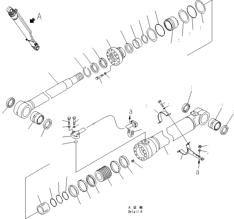 Схема запчастей Komatsu PC200LC-8 - ЦИЛИНДР СТРЕЛЫ(ПРАВ.) ( ЧАС. СИСТЕМА СМАЗКИ) (ДЛЯ ПОДЪЕМА РУКОЯТИ И С КЛАПАН ПЕРЕГРУЗКИ)(№-) ОСНОВН. КОМПОНЕНТЫ И РЕМКОМПЛЕКТЫ
