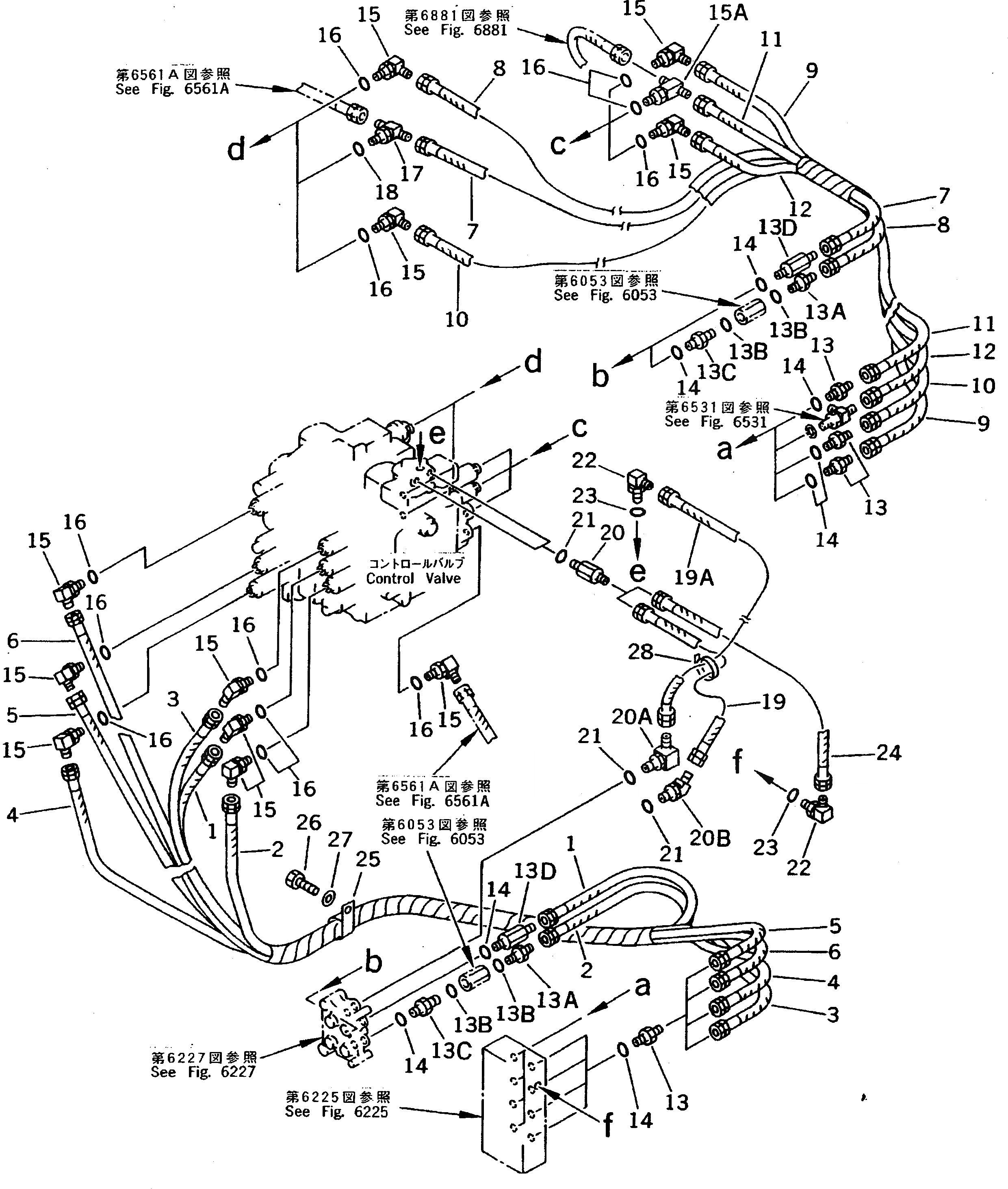 Схема запчастей Komatsu PC200LC-5 - PPC V. ТРУБЫ (SERVO V. - УПРАВЛ-Е V.) (С CYL. БЛОКИР. V.) (REXROTH) (№-78¤79-88) УПРАВЛ-Е РАБОЧИМ ОБОРУДОВАНИЕМ
