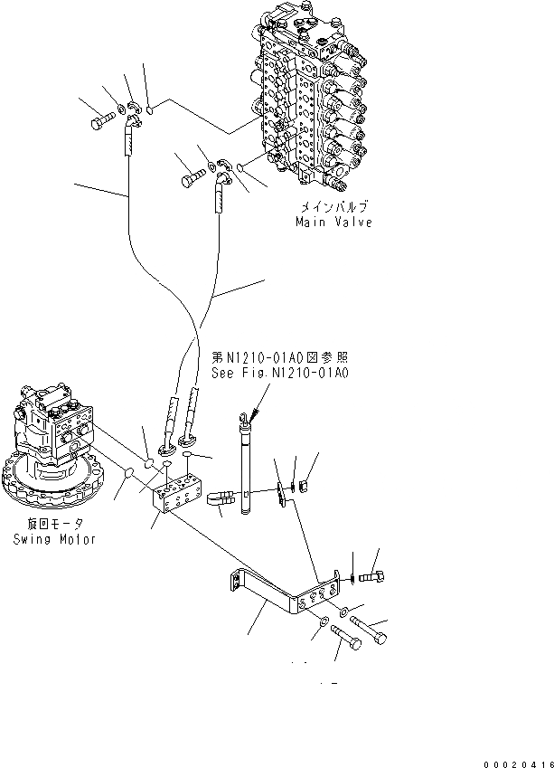 Схема запчастей Komatsu PC200SC-7-M1 - ЛИНИЯ ПОВОРОТА ГИДРАВЛИКА