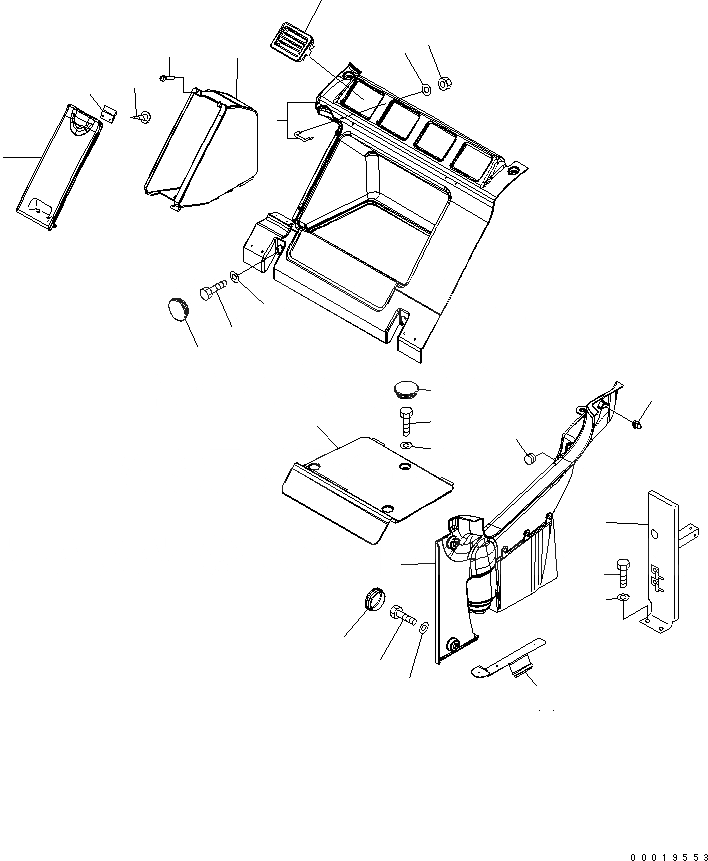 Схема запчастей Komatsu PC200SC-7-M1 - ЗАДН. ЧАСТЬ КОРПУСА СИДЕНЬЯ КАБИНА ОПЕРАТОРА И СИСТЕМА УПРАВЛЕНИЯ