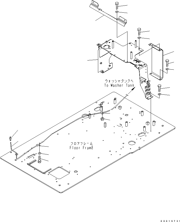 Схема запчастей Komatsu PC200SC-7-M1 - ОСНОВН. КОНСТРУКЦИЯ (ЗАДН. РАМА И ОМЫВАТЕЛЬ СТЕКЛА) КАБИНА ОПЕРАТОРА И СИСТЕМА УПРАВЛЕНИЯ