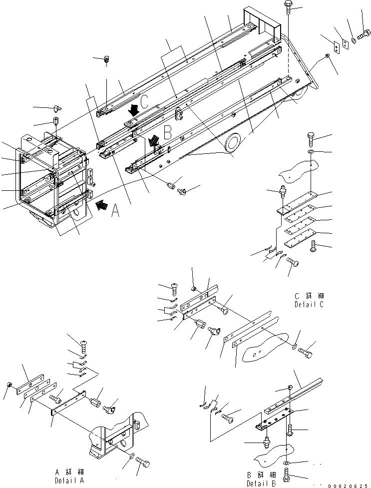 Схема запчастей Komatsu PC200SC-7-M1 - TELESCO РУКОЯТЬ (SLIDE ПОДУШКА) РАБОЧЕЕ ОБОРУДОВАНИЕ