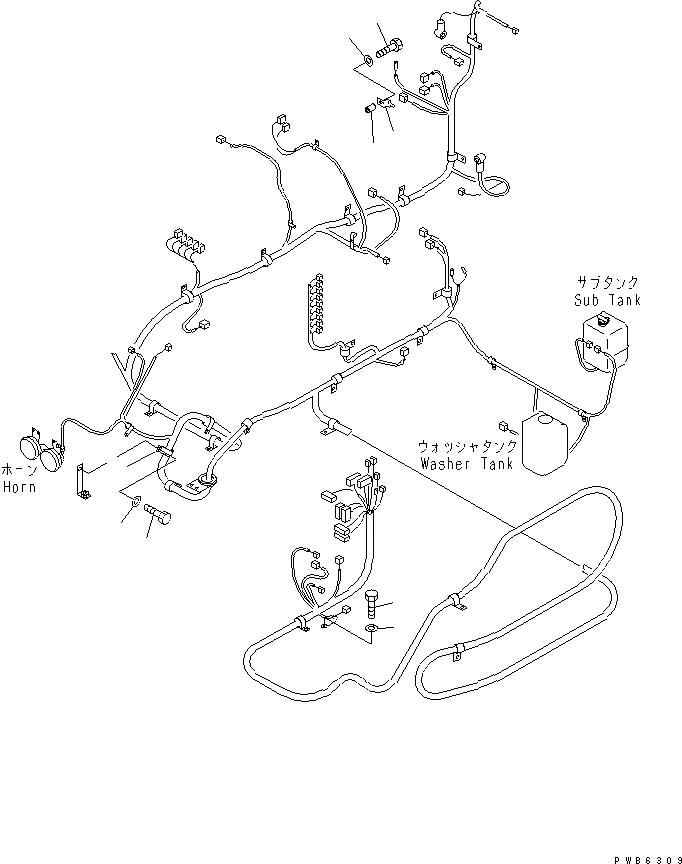 Схема запчастей Komatsu PC200SC-6 - ЭЛЕКТРОПРОВОДКА (КРЕПЛЕНИЕ) (ДЛЯ SLIDE КАБИНА) ЭЛЕКТРИКА