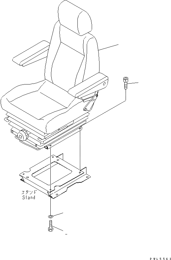 Схема запчастей Komatsu PC200SC-6 - КРЕСЛО ОПЕРАТОРА (НАКЛОНЯЕМОЕ) (С ВОЗД. ПОДВЕСКОЙ)(№-) КАБИНА ОПЕРАТОРА И СИСТЕМА УПРАВЛЕНИЯ