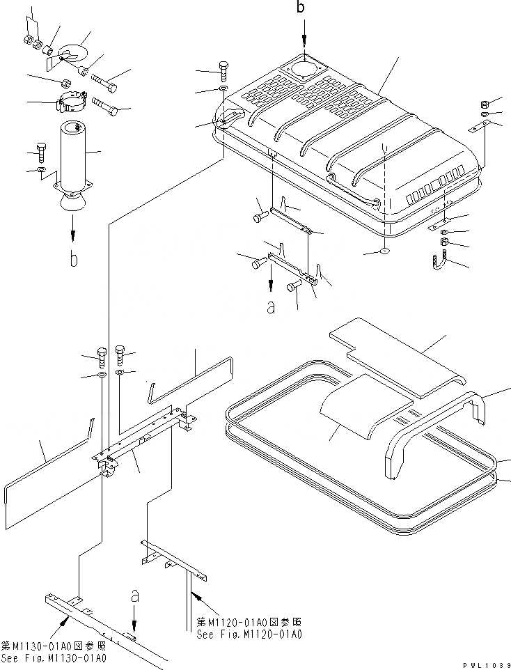 Схема запчастей Komatsu PC200SC-6 - КАПОТ(№9-) ЧАСТИ КОРПУСА
