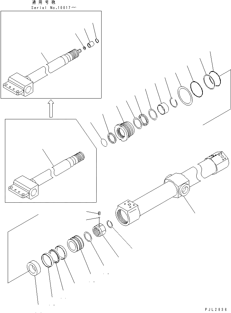 Схема запчастей Komatsu PC200SC-6 - SLIDE ЦИЛИНДР (ДЛЯ TELESCO РУКОЯТЬ) ОСНОВН. КОМПОНЕНТЫ И РЕМКОМПЛЕКТЫ