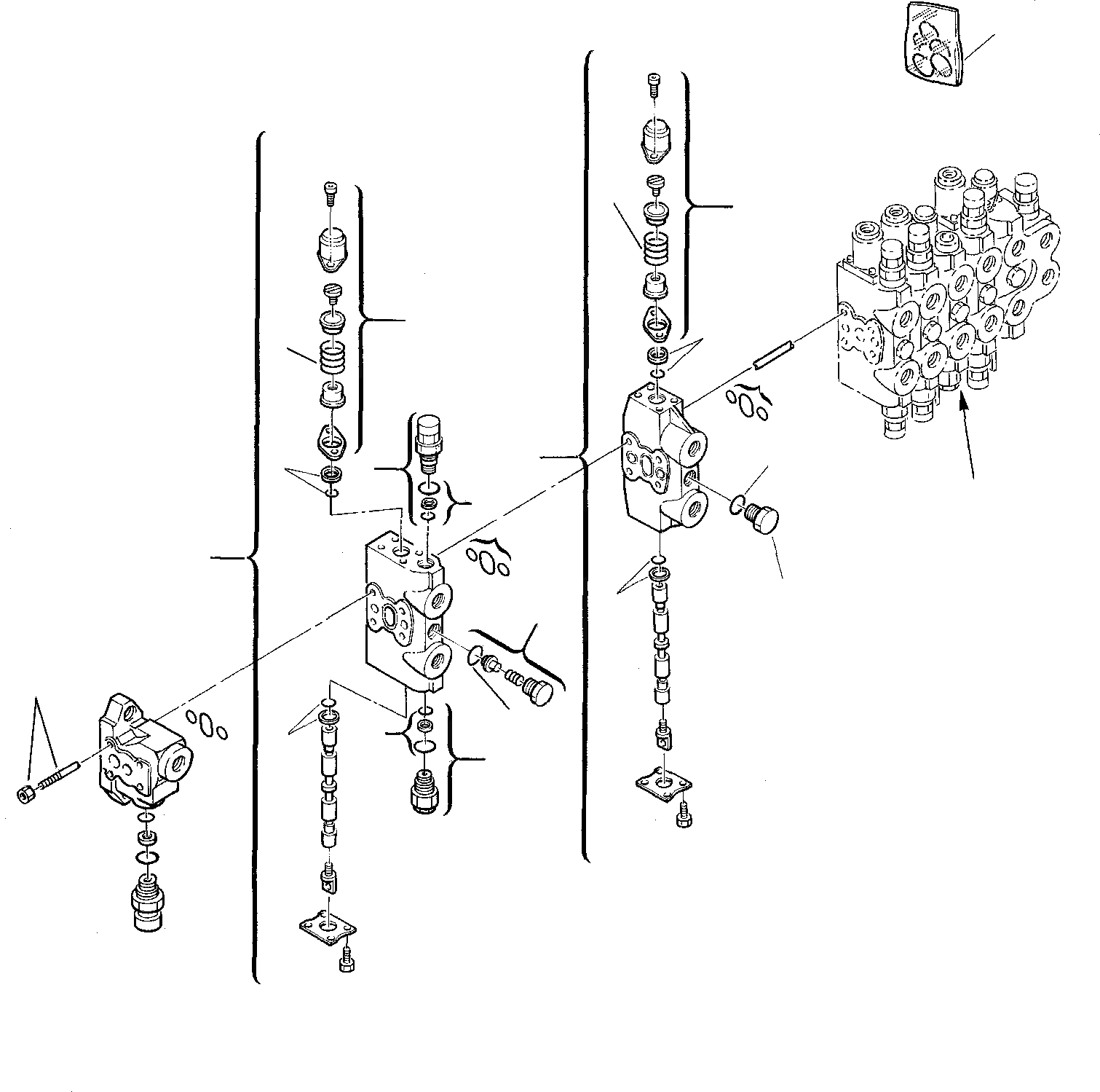 Схема запчастей Komatsu PC20-7 - 7-СЕКЦИОНН. УПРАВЛЯЮЩ. КЛАПАН (/) УПРАВЛ-Е РАБОЧИМ ОБОРУДОВАНИЕМ