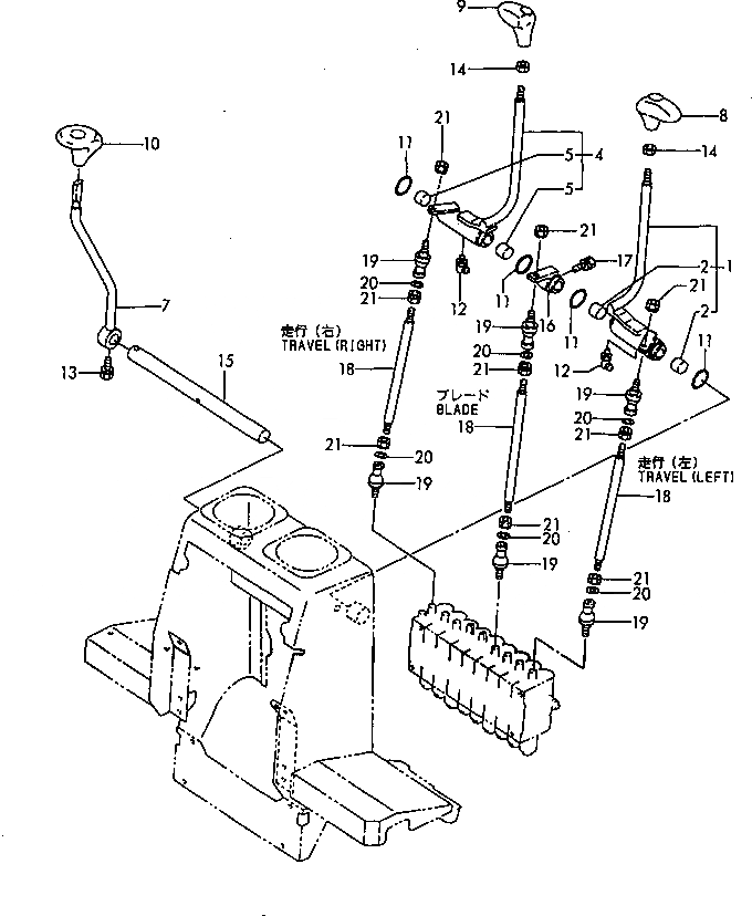 Схема запчастей Komatsu PC20FR-2 - ХОД И РЫЧАГ УПРАВЛЕНИЯ ОТВАЛОМ КАБИНА ОПЕРАТОРА И СИСТЕМА УПРАВЛЕНИЯ
