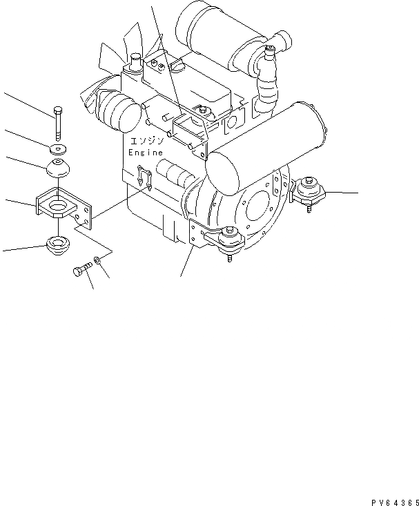 Схема запчастей Komatsu PC20MR-1 - КРЕПЛЕНИЕ ДВИГАТЕЛЯ (ЭЛЕМЕНТЫ КРЕПЛЕНИЯ) КОМПОНЕНТЫ ДВИГАТЕЛЯ