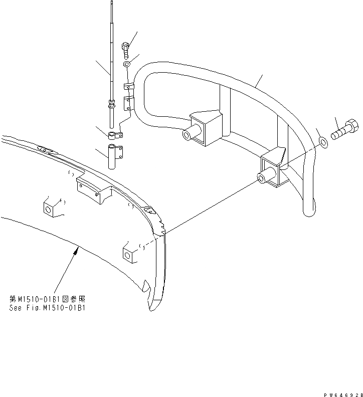 Схема запчастей Komatsu PC20MR-1 - ЗАДН. ПРОТЕКТОР (С КАБИНОЙ И ДОПОЛН. ВЕС) ЧАСТИ КОРПУСА