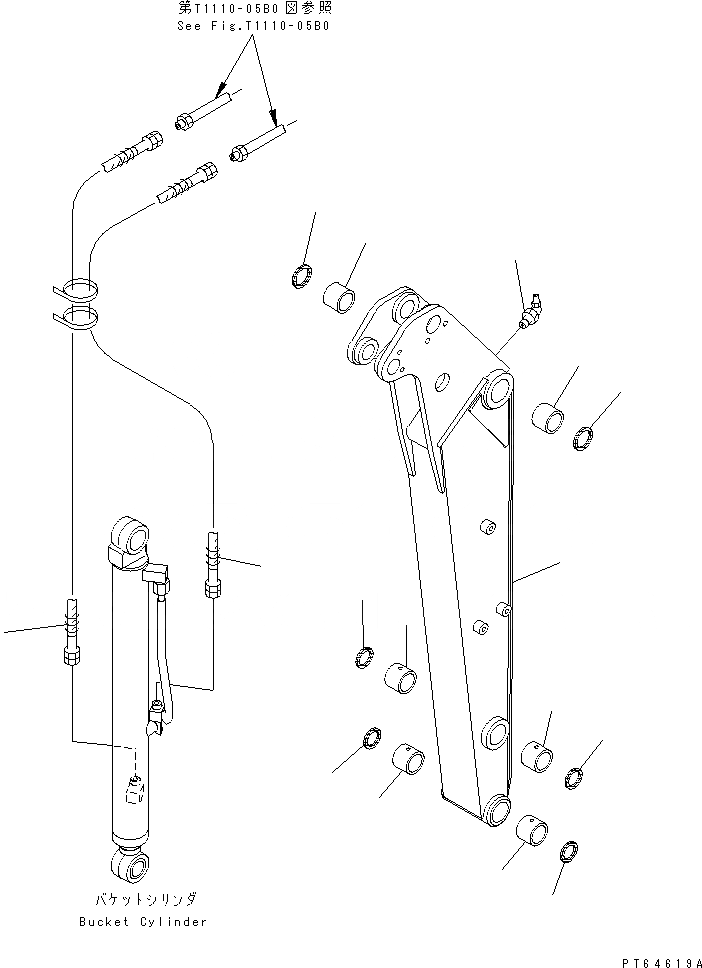 Схема запчастей Komatsu PC20MR-1 - РУКОЯТЬ (РУКОЯТЬ И ПАТРУБКИ ЦИЛИНДРА КОВША) (УДЛИНН. РУКОЯТЬ) РАБОЧЕЕ ОБОРУДОВАНИЕ